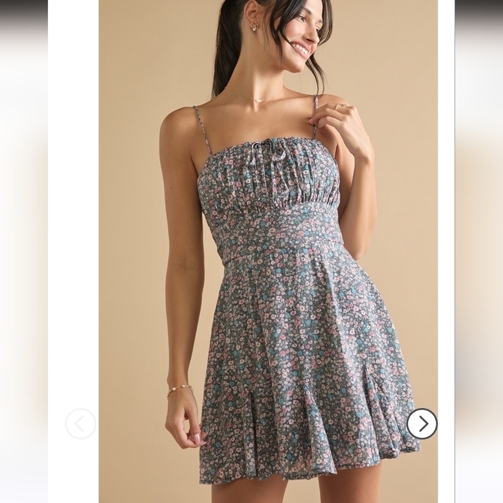 miami Floral Mini Dress in Blue and Pink NWOT